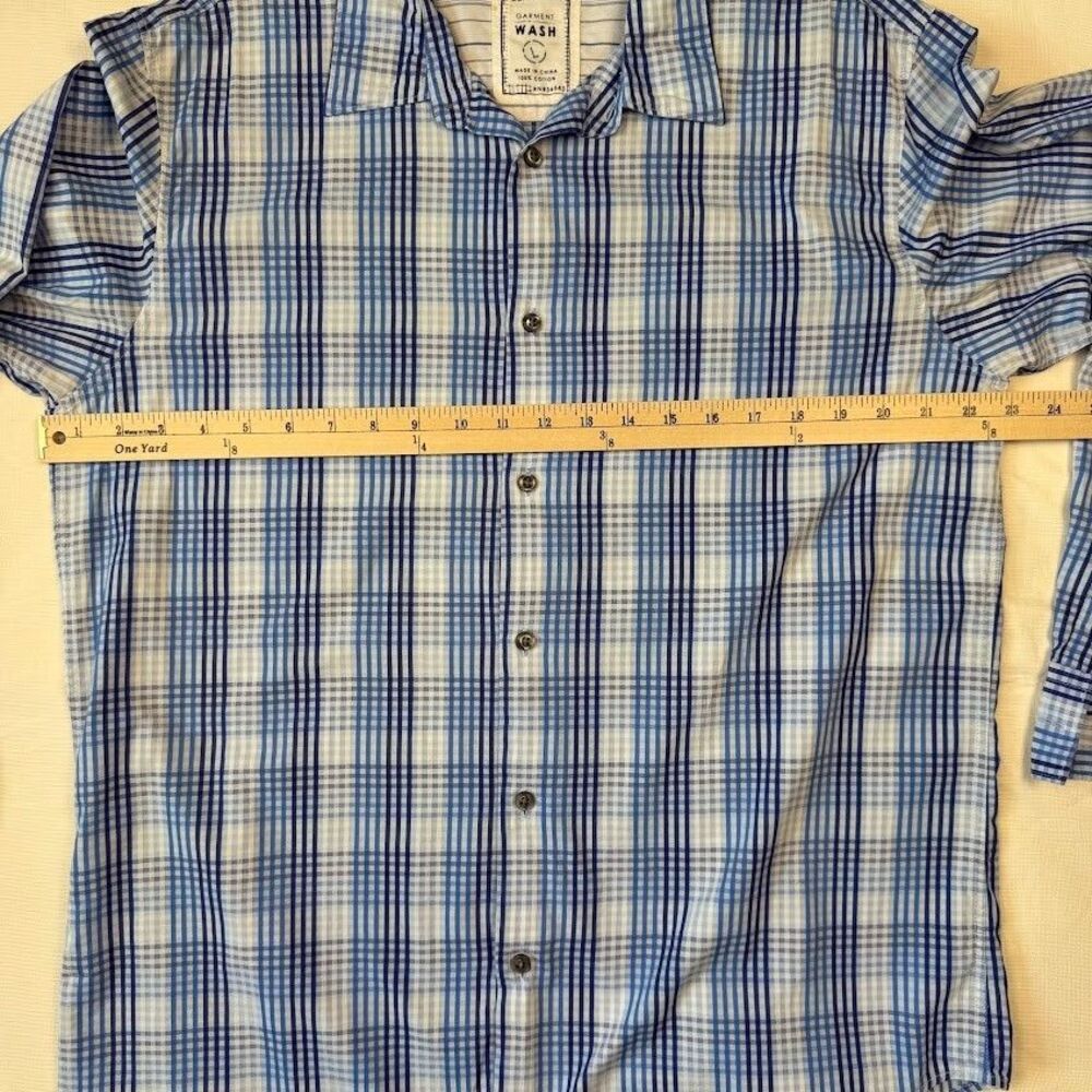 Calvin Klein Wash 100% Cotton Long Sleeve Button Down Blue/White Plaid Shirt, L - Picture 9 of 10